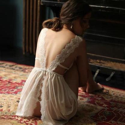 Backless Pleated Babydoll & Thong