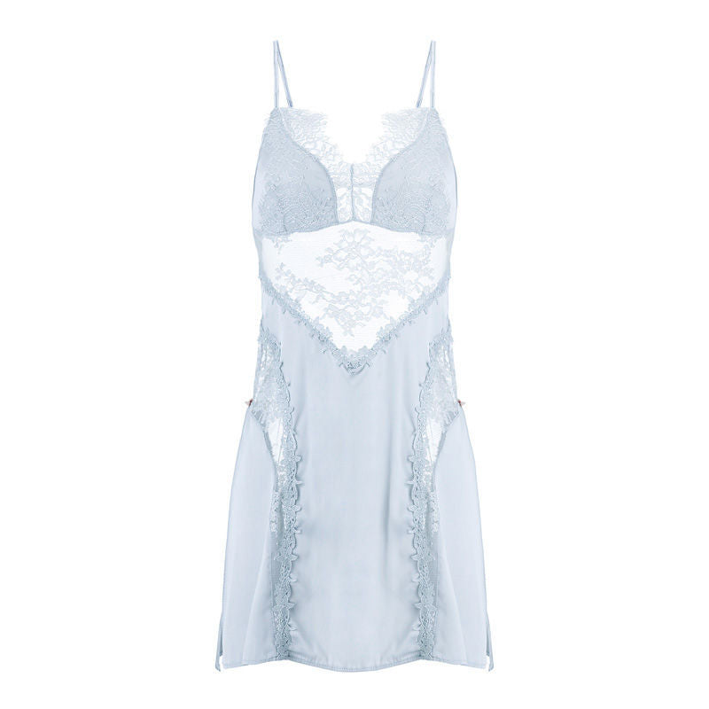 Elegant Embroidered Lace Satin Chemise