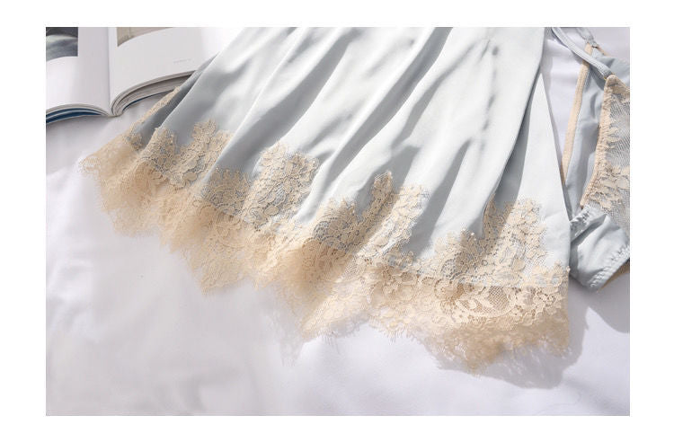 Venise Lace Trim Tie Back Satin Slip & Panty