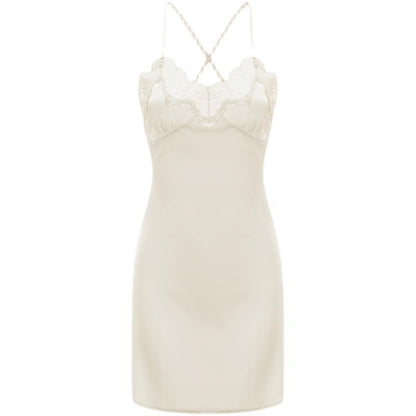 Lace Trimmed Open Back Slip & Robe