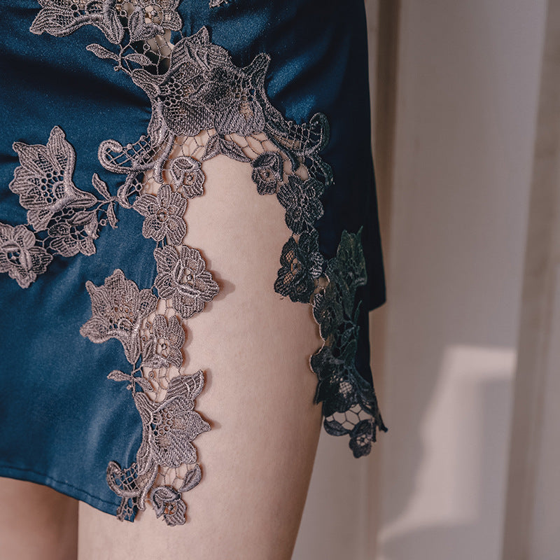 Vintage Embroidered Satin Nightdress