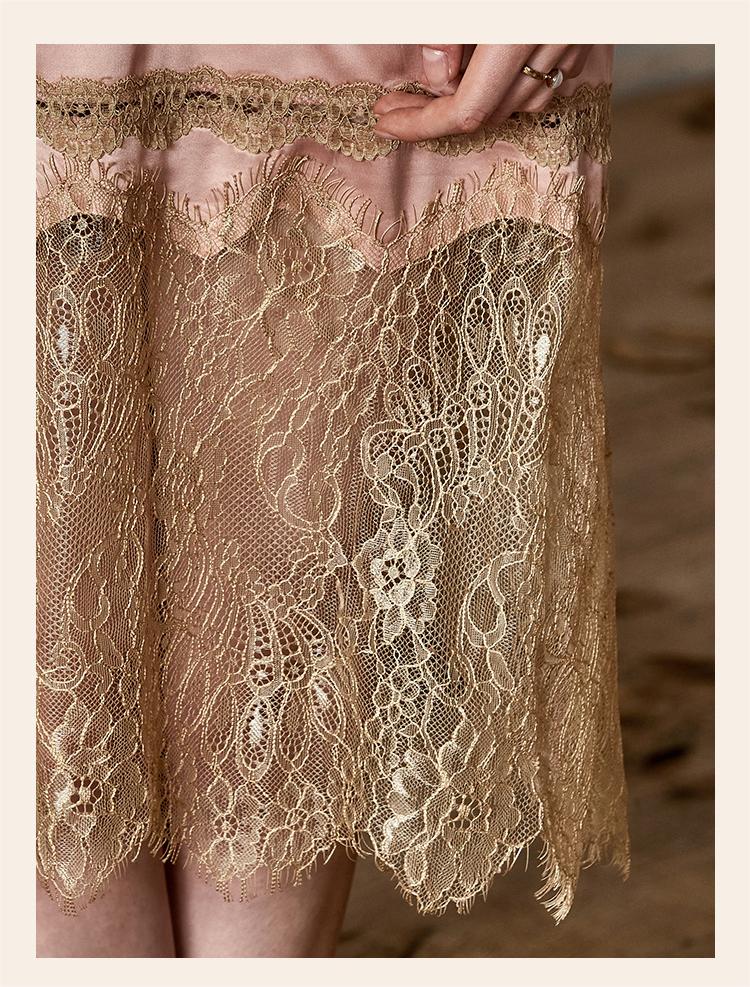 Vintage Lace Tie Front Bridal Satin Nightgown