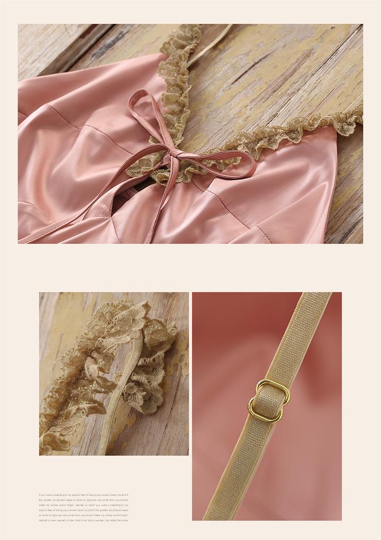 Vintage Lace Tie Front Bridal Satin Nightgown