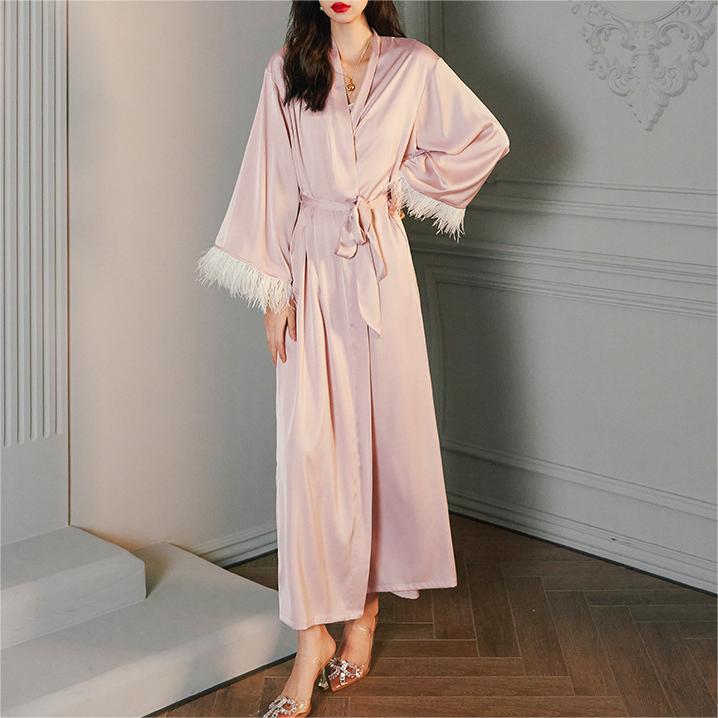 Silky Feather Trimmed Robe