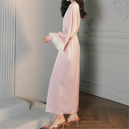 Silky Feather Trimmed Robe