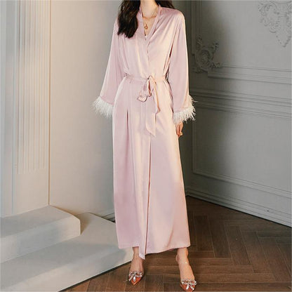 Silky Feather Trimmed Robe