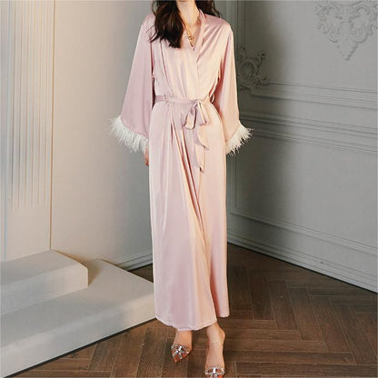 Silky Feather Trimmed Robe