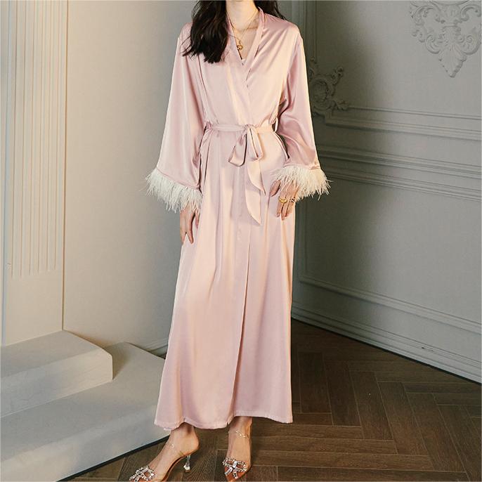 Silky Feather Trimmed Robe