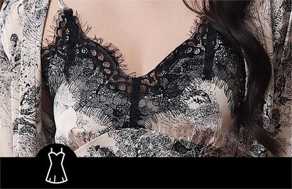 Silky Lace Trim Cami Top & Short 3-Piece Pajama Set