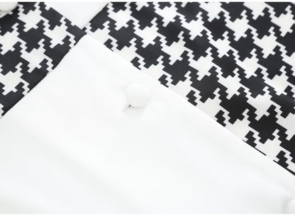 Stylish Satin Houndstooth Pajama Leisurewear
