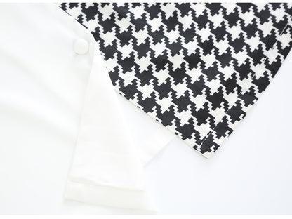 Stylish Satin Houndstooth Pajama Leisurewear