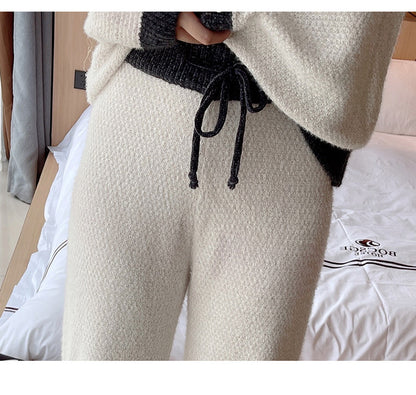 Contrast Trim Knit Pajama Set