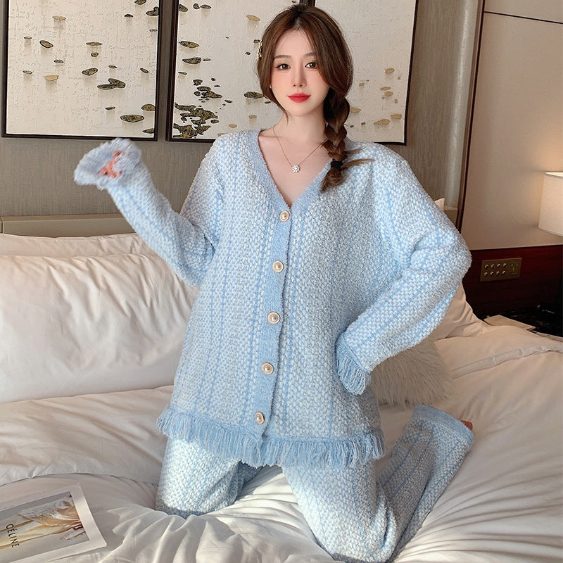 Tassel Trim Button Top & Pant