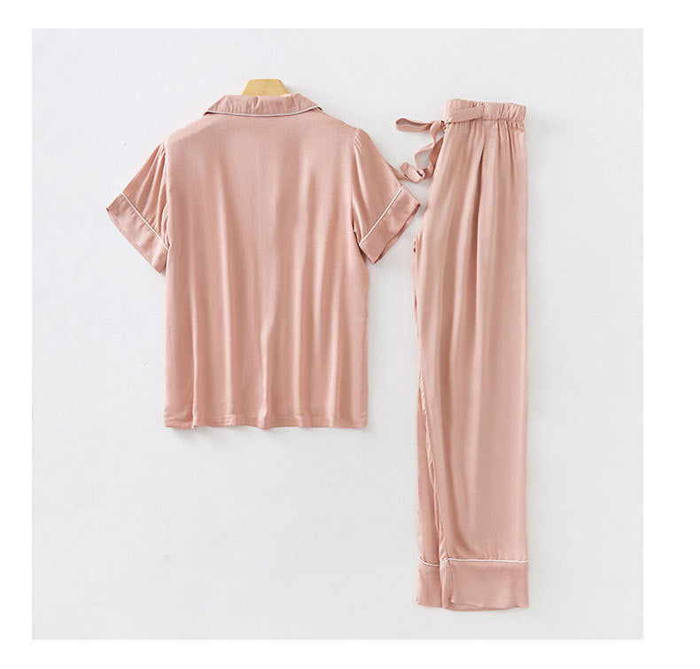 Cozy Sateen Short Sleeve Top Pajama Set