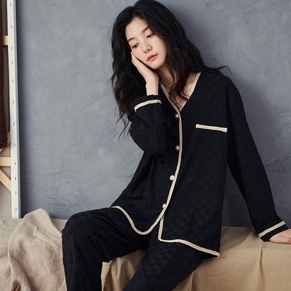 Cotton Contrast Trim Pajama Set