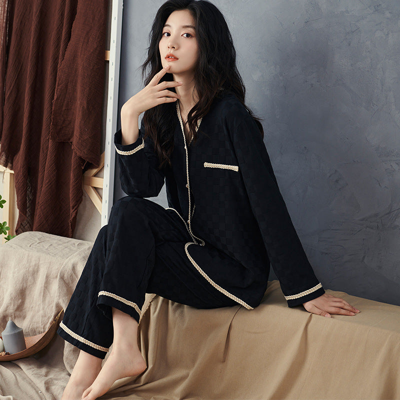 Cotton Contrast Trim Pajama Set