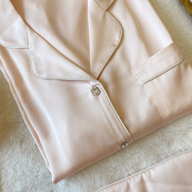 Crystal Button Short Pajama Set & Eye Mask in Satin