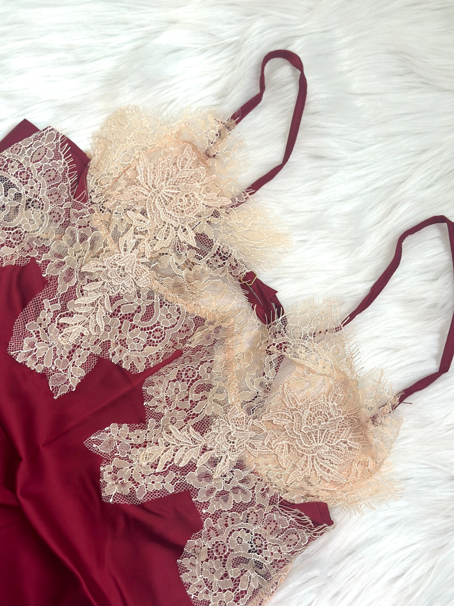 Venise Lace Trim Tie Back Satin Slip & Panty